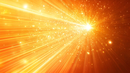 Fototapeta premium Golden glitter sparkles rays lights bokeh Festive Elegant abstract background, Yellow tech futuristic background, light, abstract glowing rays, lines, dots