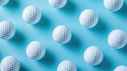 A striking white golf ball is set against a pastel blue background.