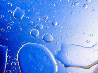 Bubbles on blue background. Abstract oxygen bubble water in sea sponge on blue background.Blue...