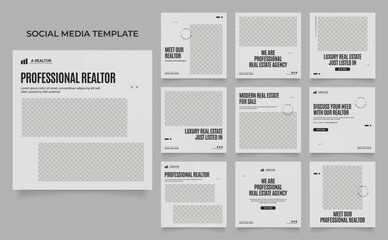 social media template banner real estate property and house sale architecture service promotion. fully editable instagram and facebook square post frame puzzle organic sale poster