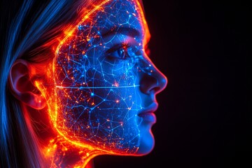 Obraz premium Electroencephalography brain mapping neural signal analysis and neurodevelopment woman’s neural brain visualizing advanced synapse connections and cognitive enhancement