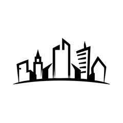 City Skyline Silhouette Icon, SVG & PNG Icon with Transparent Background