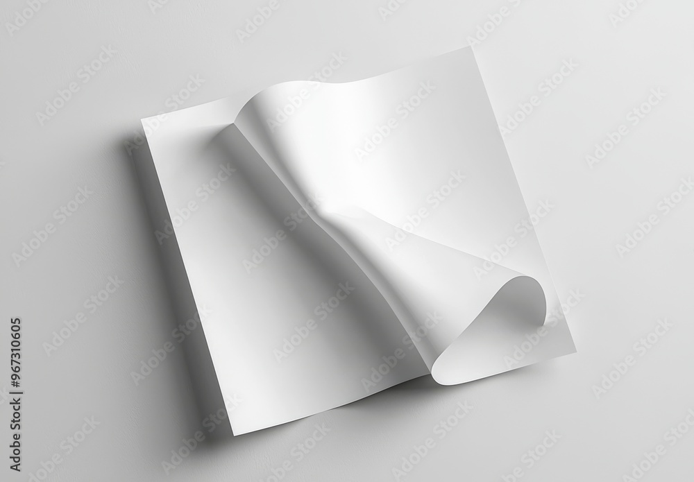 Poster half-fold white brochure template for mockups and presentations. 3d modeling.