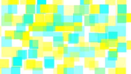 Abstract geometric background with overlapping translucent squares in yellow, blue, and green colors. Perfect for modern designs, presentations, and websites.