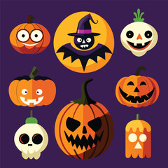 Collection of various halloween jack lantern