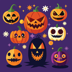 Collection of various halloween jack lantern