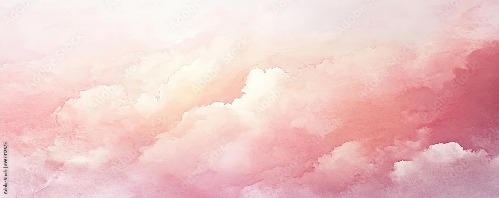 Poster soft pastel clouds blend delicately in a serene sky, creating a peaceful and calming atmosphere perf