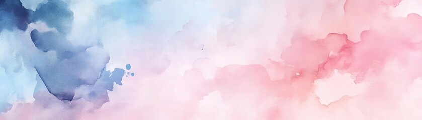 Obraz premium A serene watercolor background blending soft pink and blue hues, perfect for creative designs or calming visuals.