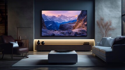 A photo of a LED TV in a home theater