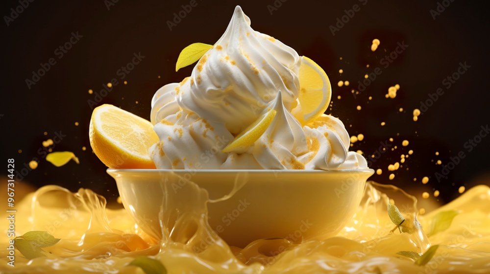 Wall mural A photo of a lemon meringue gelato