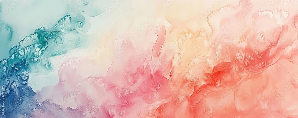 Poster an abstract art piece showcasing fluid colors in pastel tones, blending seamlessly together for a ca