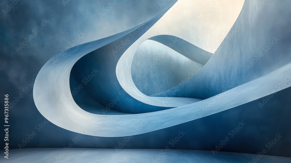 Poster abstract blue wave patterns flowing gracefully in a modern design, emphasizing smooth curves and ele