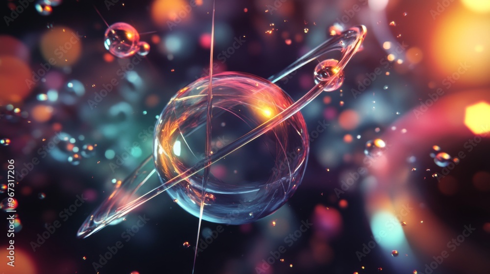 Fototapete a dynamic scene showing atoms in a gaseous state, with particles moving freely and colliding in an a