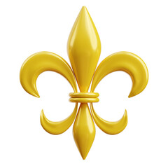 Golden 3D Fleur-de-Lis Symbol of France