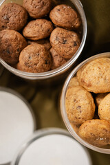 Chocolate Cookies Happy Eid Mubarak Gift Hampers with Silk Green Background