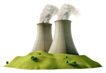 PNG Nuclear power plant green architecture building.
