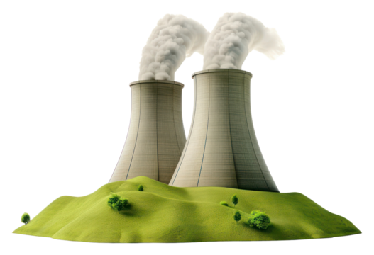 PNG Nuclear power plant green architecture building.