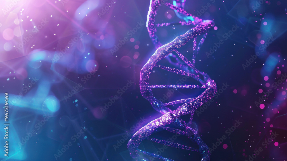 Poster a vibrant and colorful representation of dna double helix, showcasing intricate details and sparklin