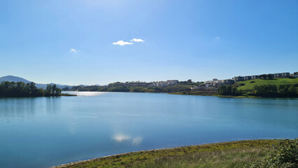 Beautiful scenery Farka Lake in the city of Tirana