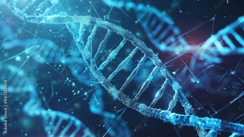 Aufkleber image showcases close up view of DNA double helix structure, emphasizing its intricate design and molecular details, evoking sense of scientific discovery and innovation