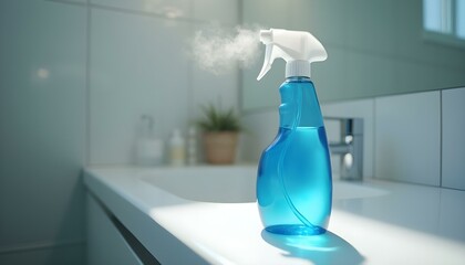 A spray bottle with cleaning detergent for effective surface cleaning. Ideal for maintaining cleanliness and hygiene in various settings.