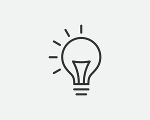 Light dimmer icon line trendy design. Electricity lamp saving energy sign. Black and white flat style.