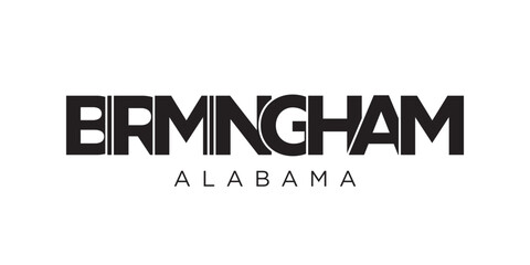 Birmingham, Alabama, USA typography slogan design. America logo with graphic city lettering for print and web.