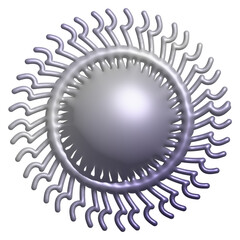 3D Memphis abstract shape of Y2K logo fashion metallic style