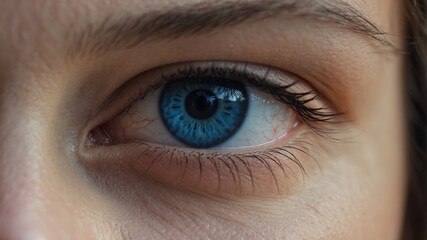 Obraz premium Closeup of Emotional Blue Eye with Tear Capturing Sadness and Sensitivity.