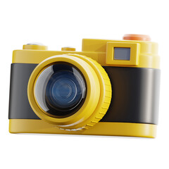 3D Vintage Style Yellow Camera Photography