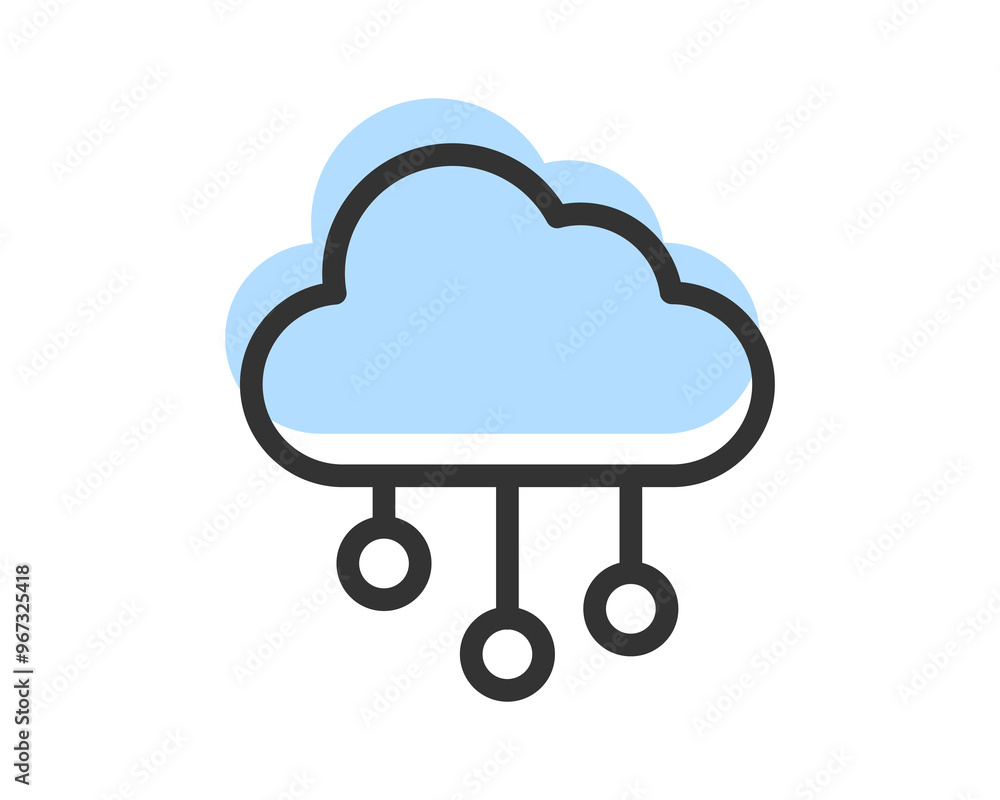 Poster cloud storage and data transfer vector icon. computing service and network related line icons. datab