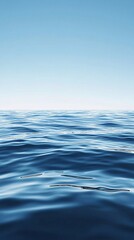 Naklejka premium Calm Sea Water with Soft Wavelets Reflecting a Clear Sky