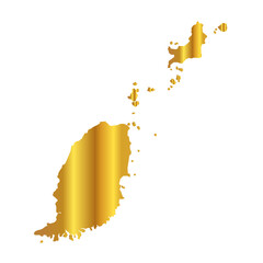 Golden grenada map isolated on transparent background