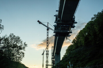 Construction of the highway bridge in southern Slovakia.Early spring. High quality photo