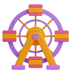 3D Carnival Ferris Wheel Colorful Ride Icon