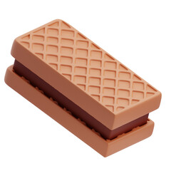 3D Chocolate Wafer Biscuit Dessert Representation