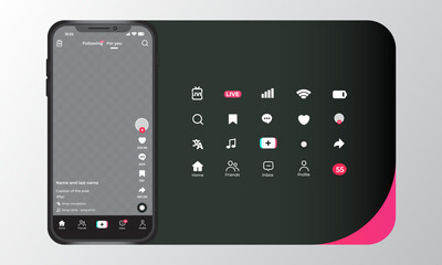 Social Media Interface Template Set With Smartphone