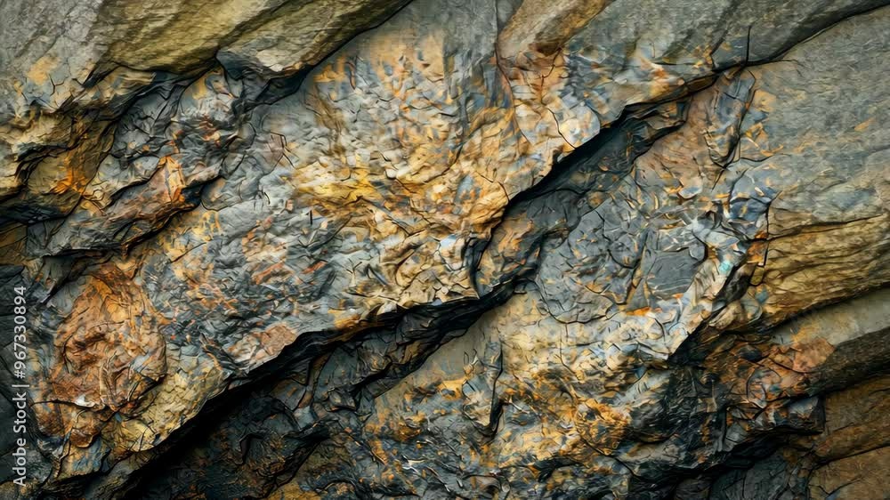 Poster Close-up of textured rock displaying intricate patterns and colors in nature