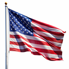Fototapeta premium American flag waving in the wind cut out