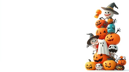 A festive Halloween scene featuring cheerful pumpkins and playful decorations, perfect for capturing the spirit of the holiday.