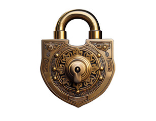 Close-Up of a Brass Lock with Intricate Details and Polished Finish