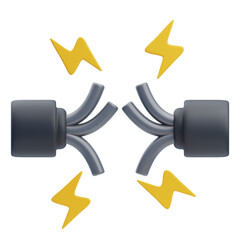 3D Broken Electrical Wires With Sparks