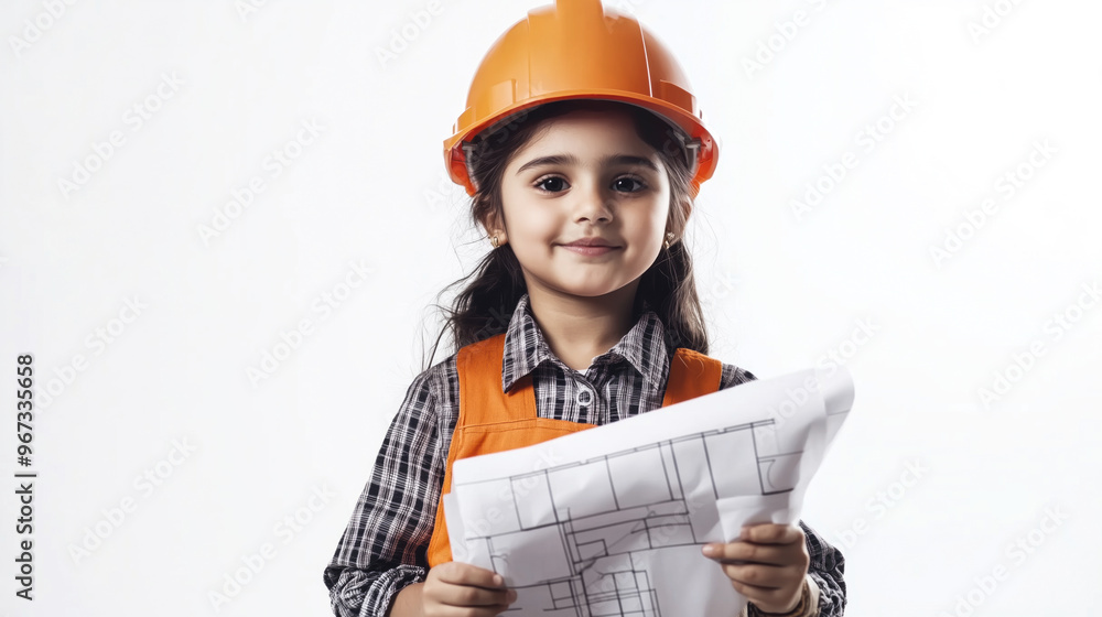 Wall mural An Indian girl dressed as a construction worker