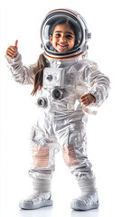 An Indian girl dressed as an astronaut