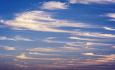 Beautiful dramatic sky with white clouds.