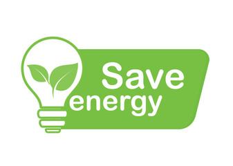 Save energy symbol. Light bulb with green leaf. Eco friendly, environmentally. Eco icon