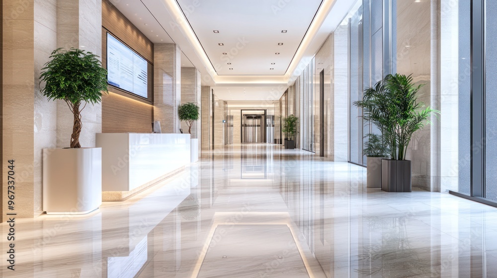 Poster office building lobby, minimalist design and high quality finishing create a professional and attrac