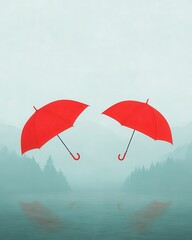 Rainy weather, wind blowing umbrellas,  Rich jewel tones, Humorous, Timeless Adventure