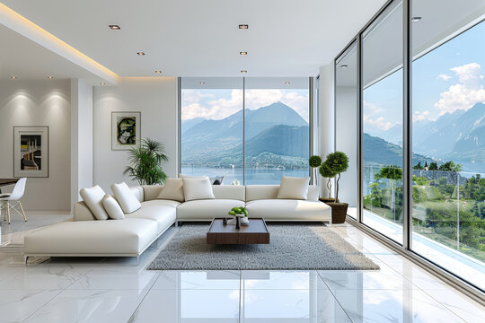 A luxurious modern living room with a spacious layout