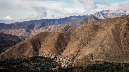 The landscape of Tizi n'Test in Morocco after 2023 earthquake